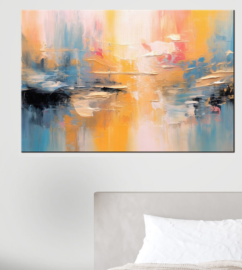 A painting of a colorful sky