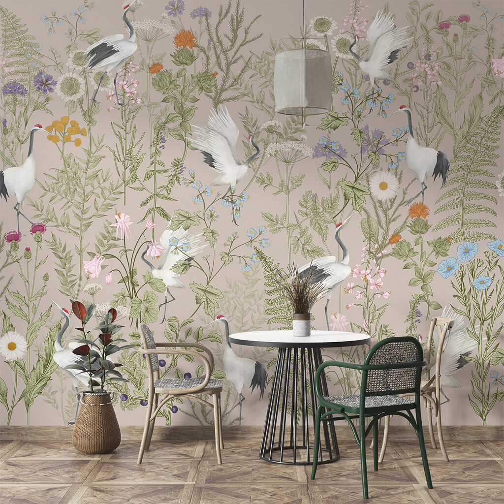 A wallpaper with birds and plants A wallpaper with birds and plants