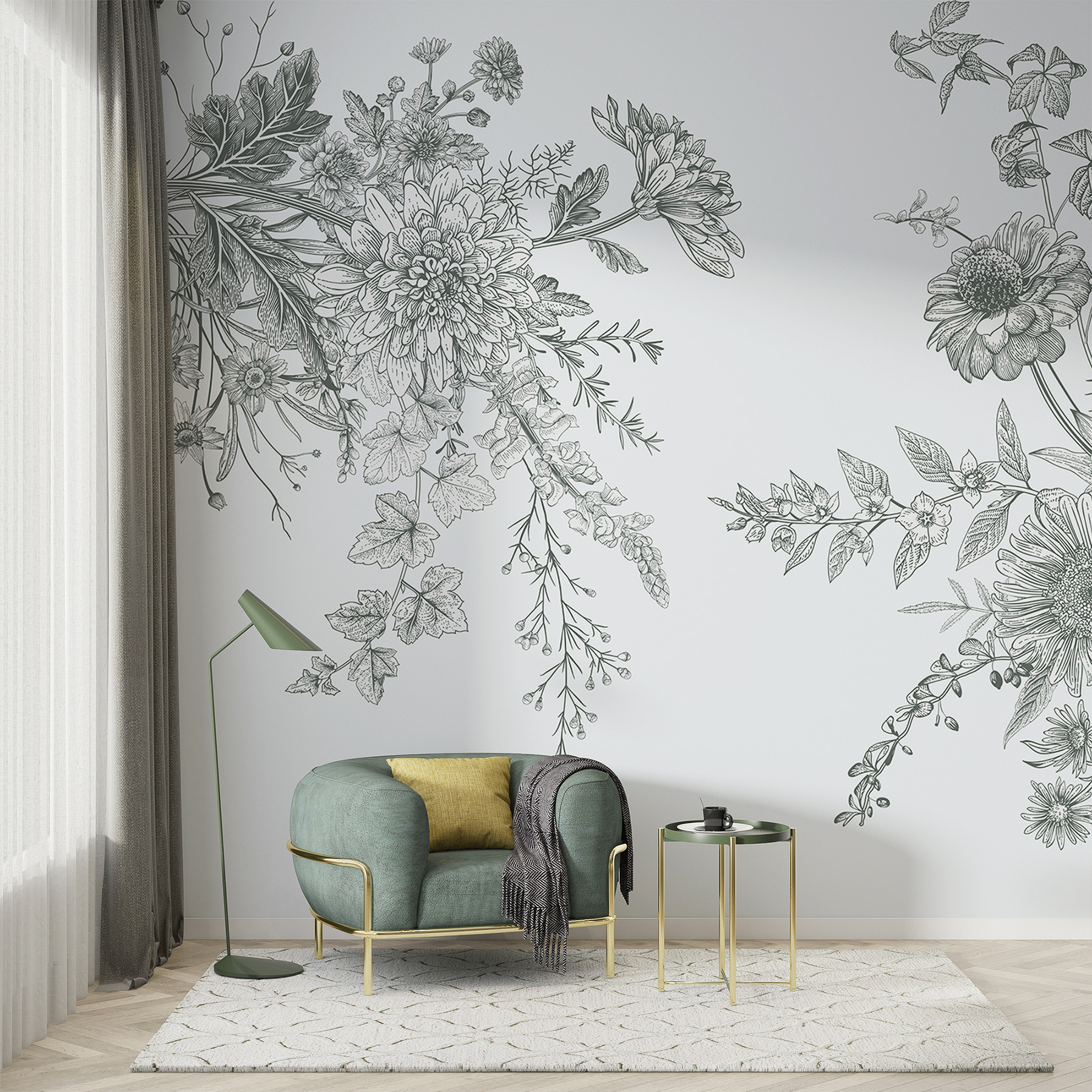 Elegant floral illustration with muted tones