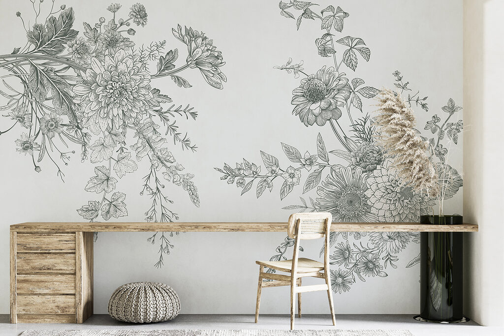 Elegant floral illustration with muted tones