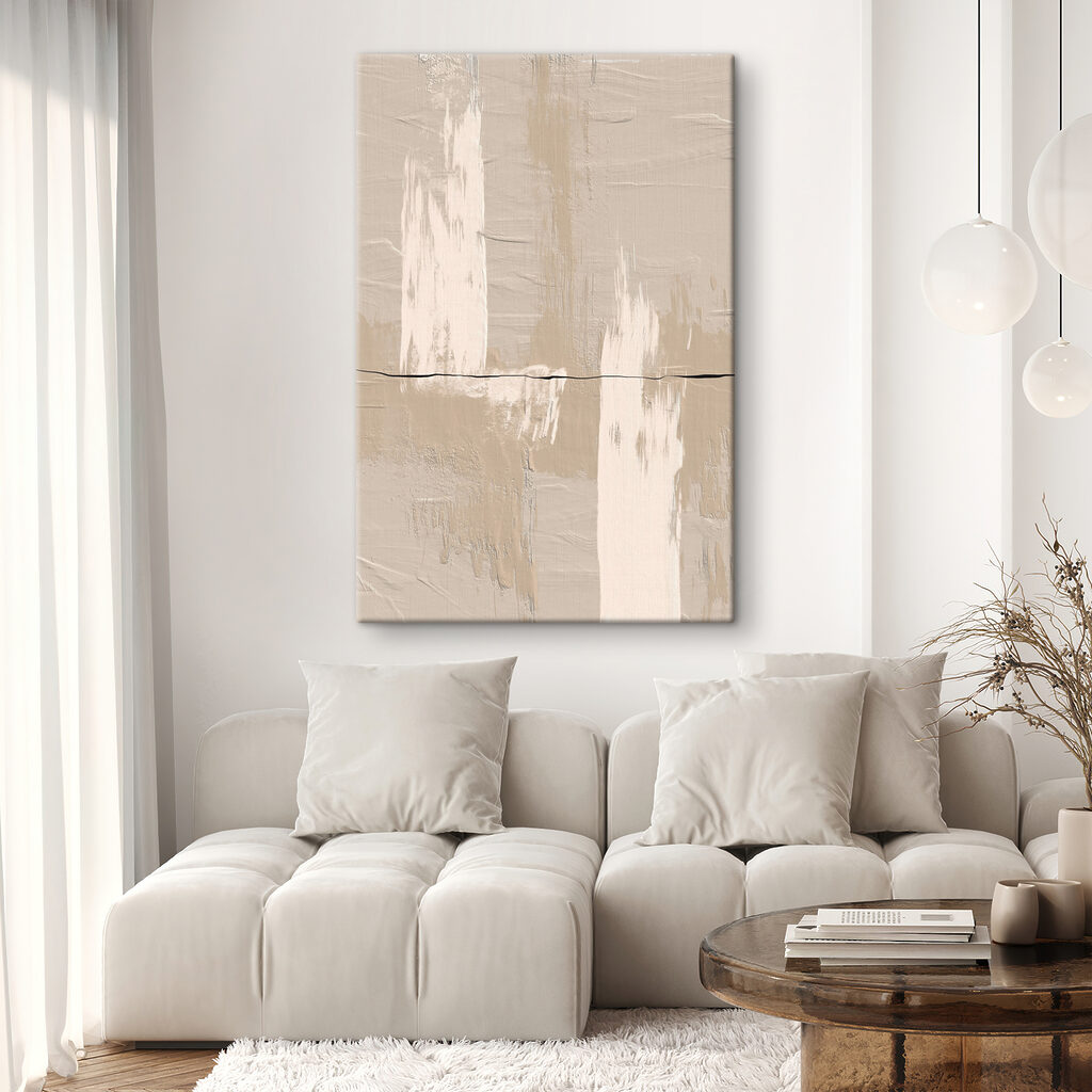 A white and brown paint on a wall