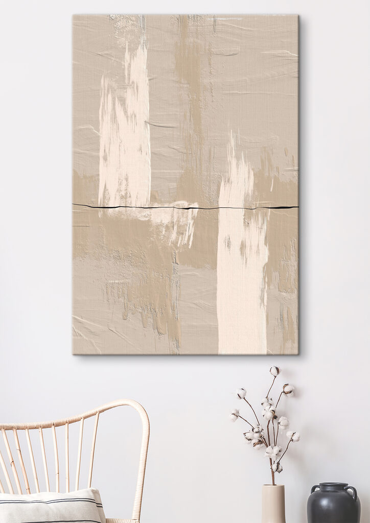 A white and brown paint on a wall