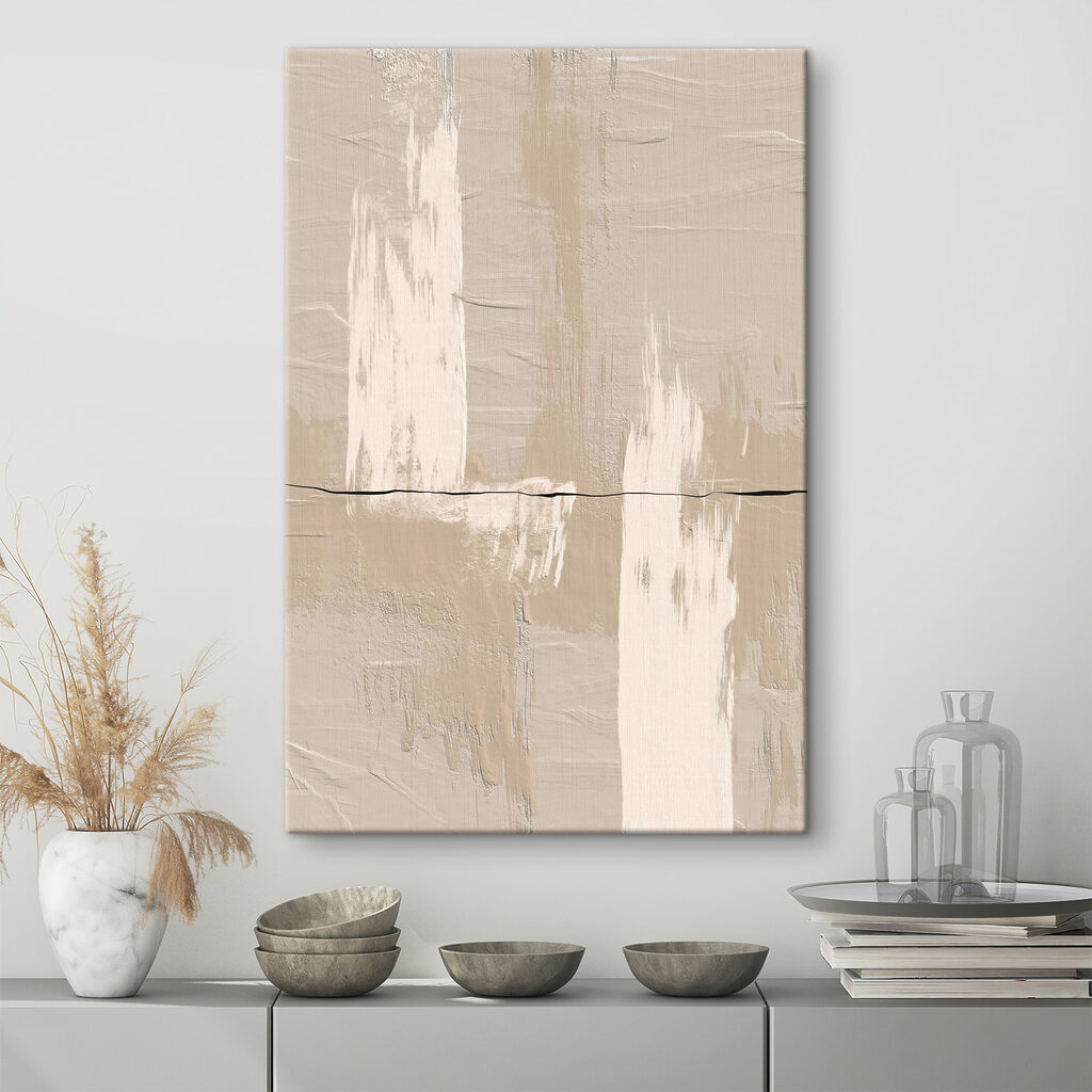 A white and brown paint on a wall