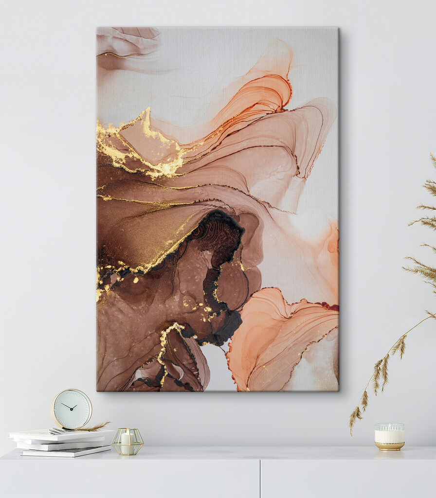 A close up of a painting