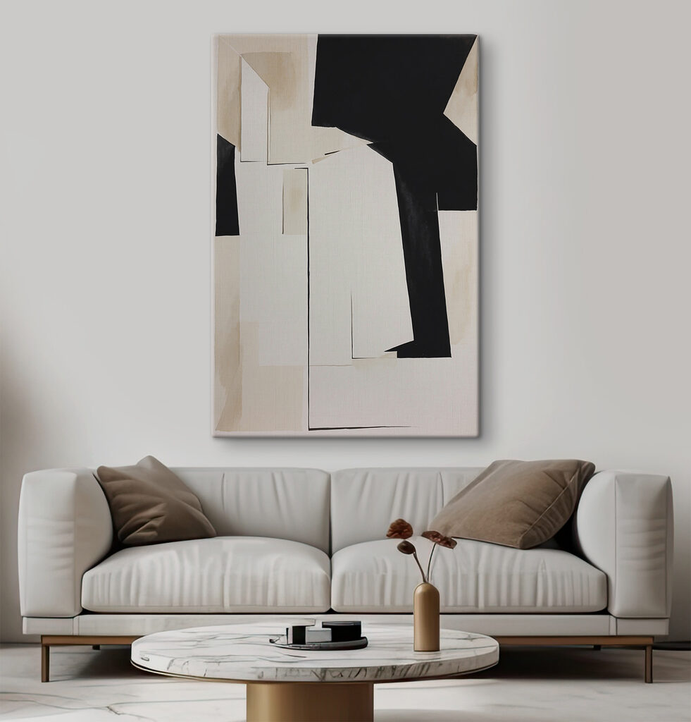 A black and white piece of art