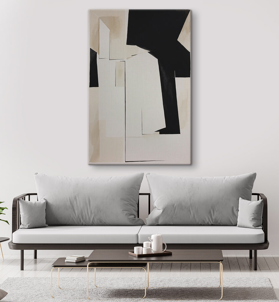 A black and white piece of art