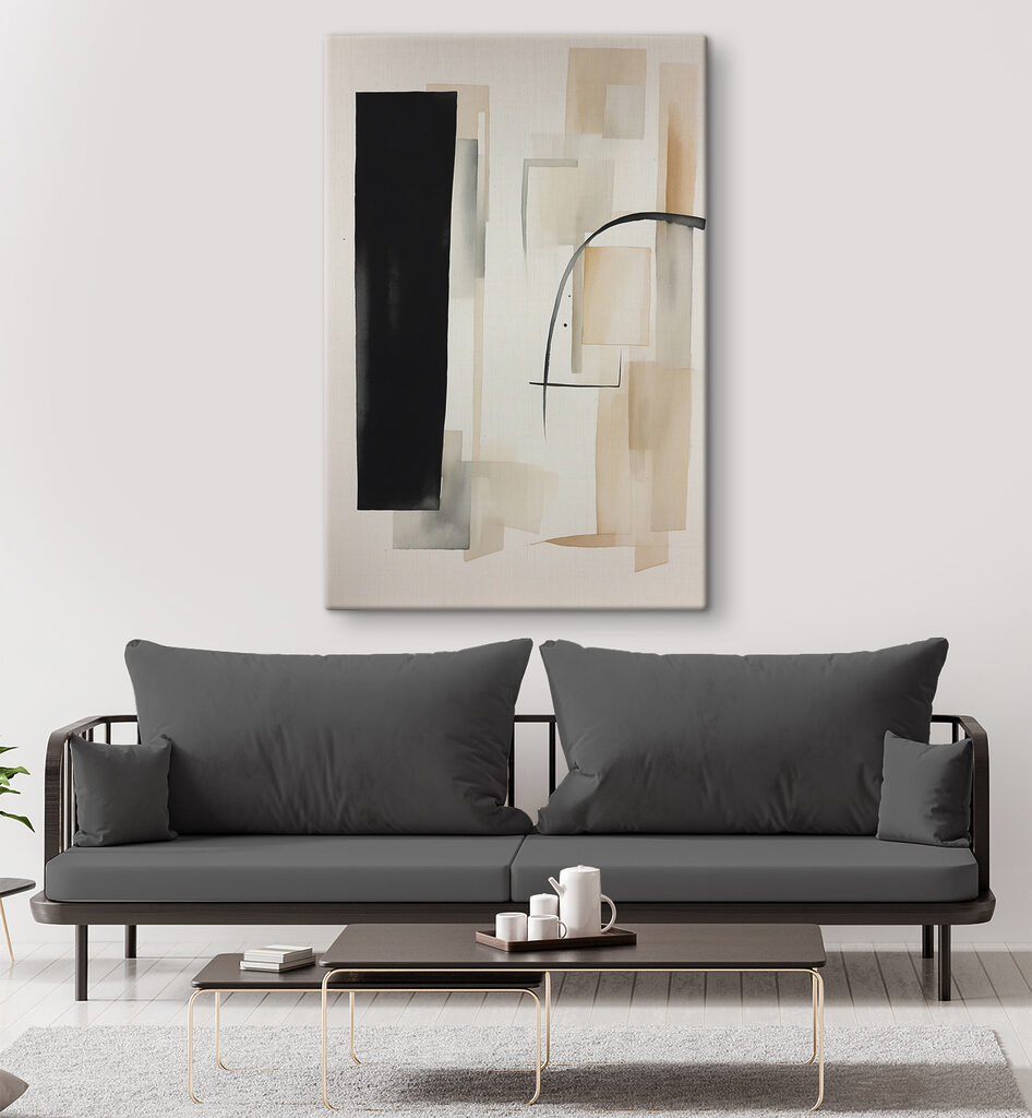 A painting of a black rectangle and rectangle