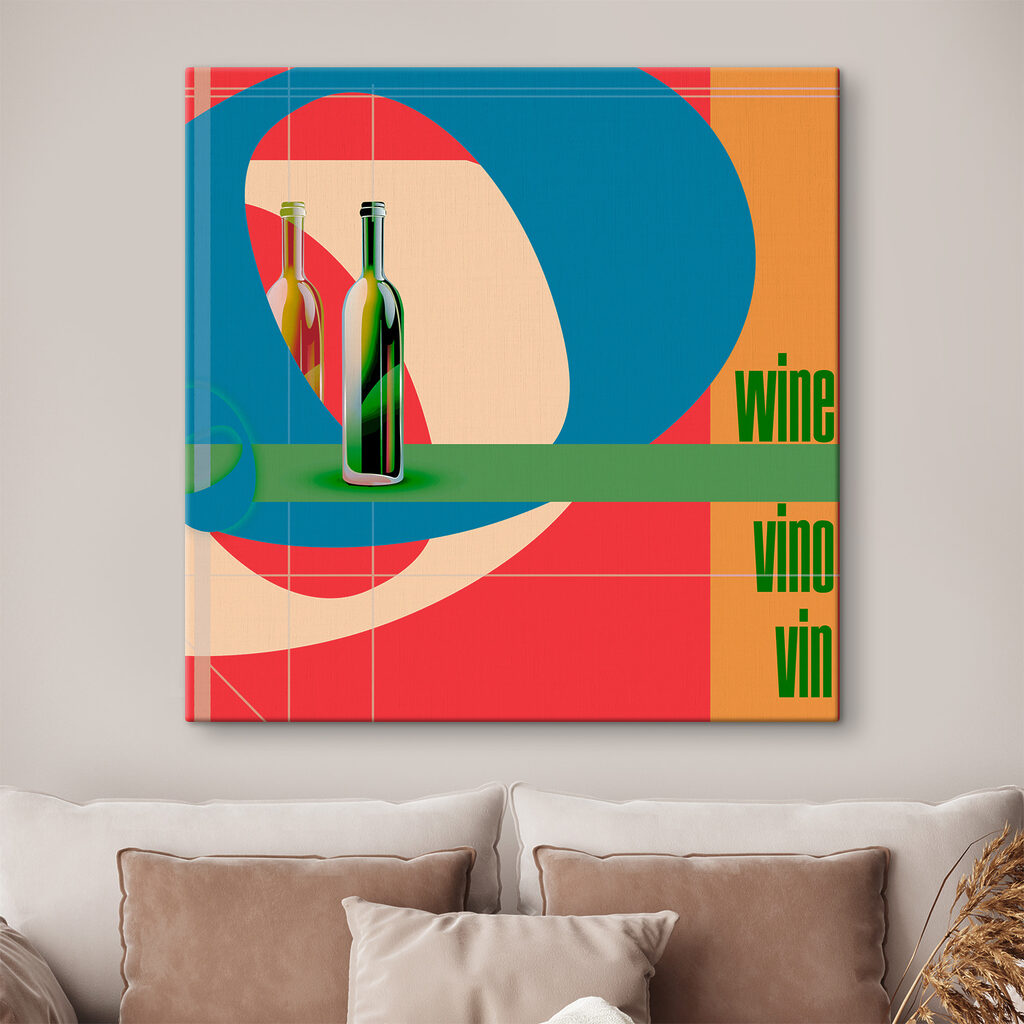 A bottle of wine on a colorful background A bottle of wine on a colorful background