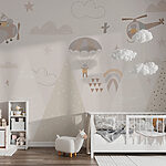 Fotótapéta Hegyekkel és repülőgépekkel díszített háttérkép