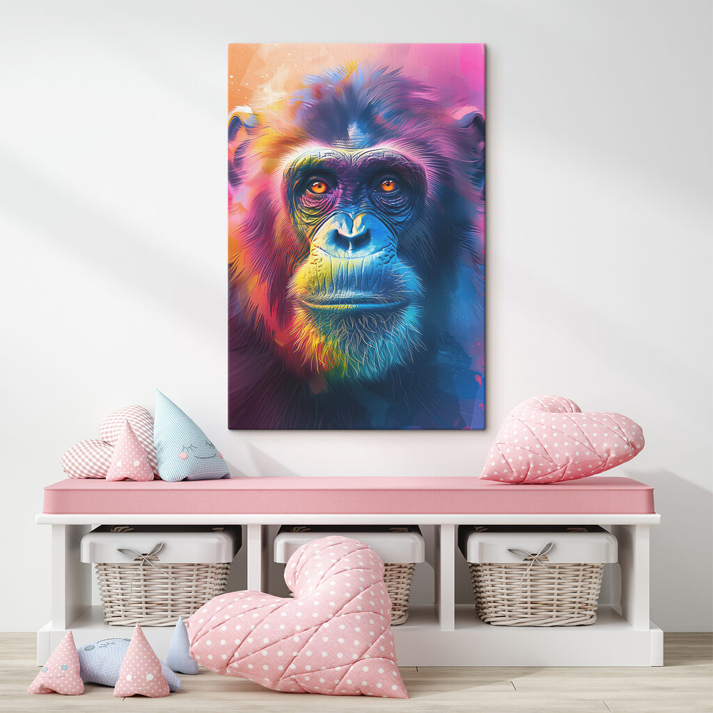 A colorful monkey with orange eyes A colorful monkey with orange eyes