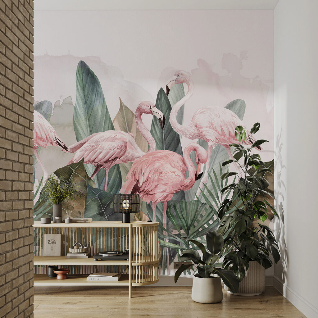 w00505v1pih23ms 1024x1024 - Egy csoport rózsaszín flamingók és levelek - tegory
