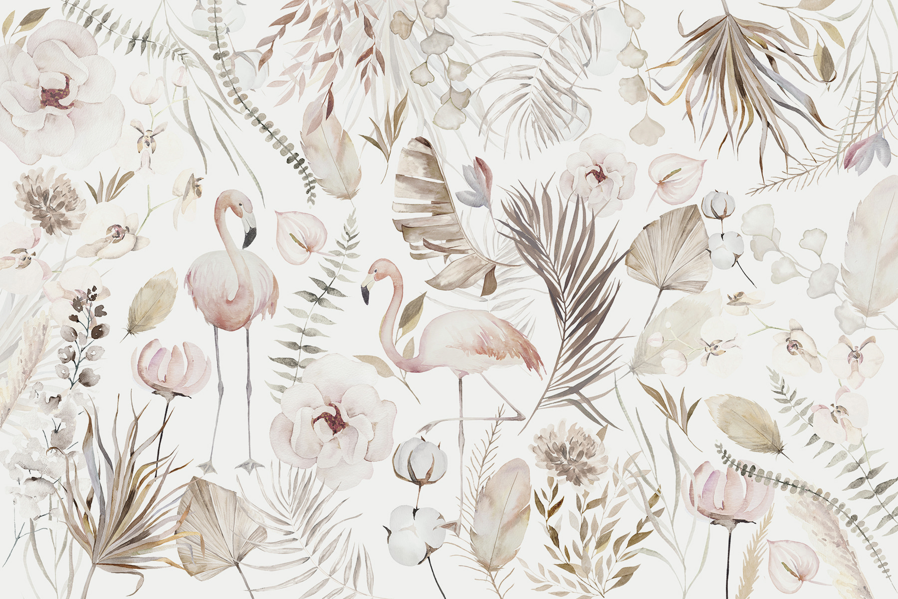 Akvarell festmény flamingókról és virágokról w00507p - Akvarell festmény flamingókról és virágokról - tegory