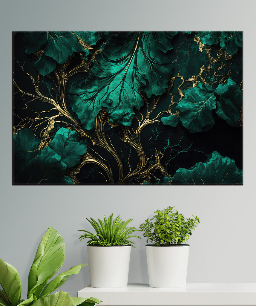 s34486piz145 857x1024 - Elegáns teáskék levelek fémes erezettel - tegory