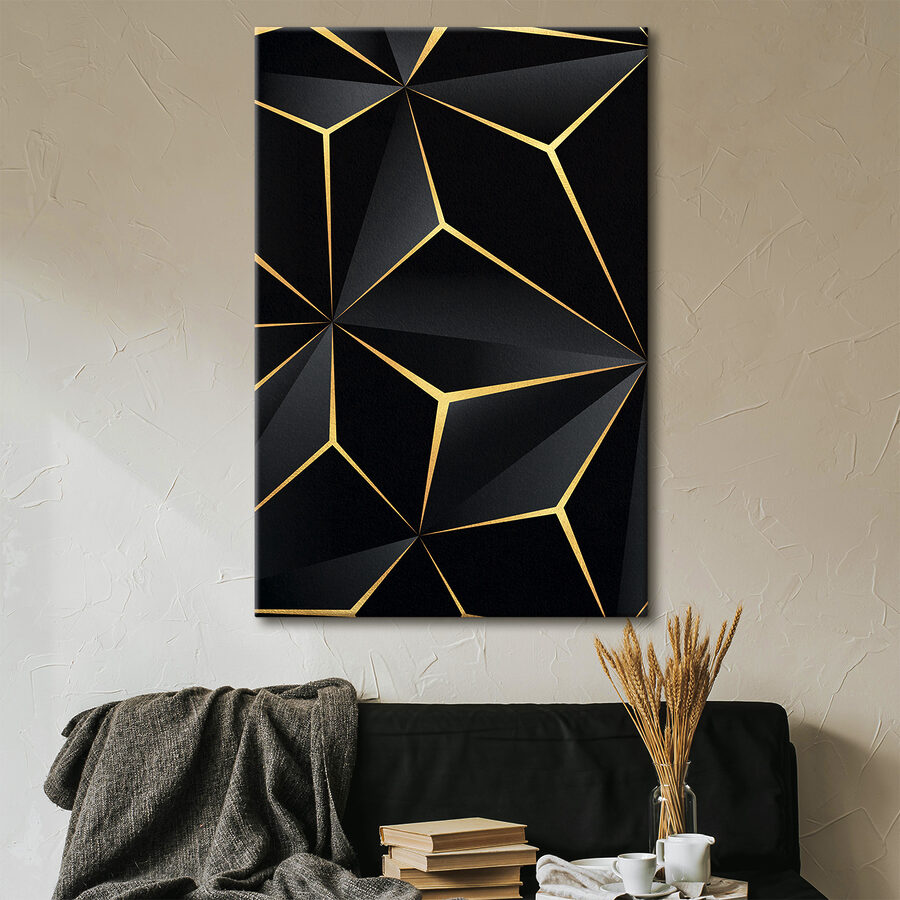 Elegáns fekete geometriai mintázat ékezetekkel