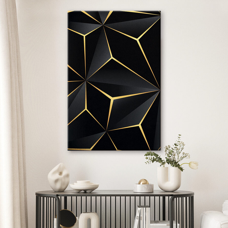 Elegáns fekete geometriai mintázat ékezetekkel