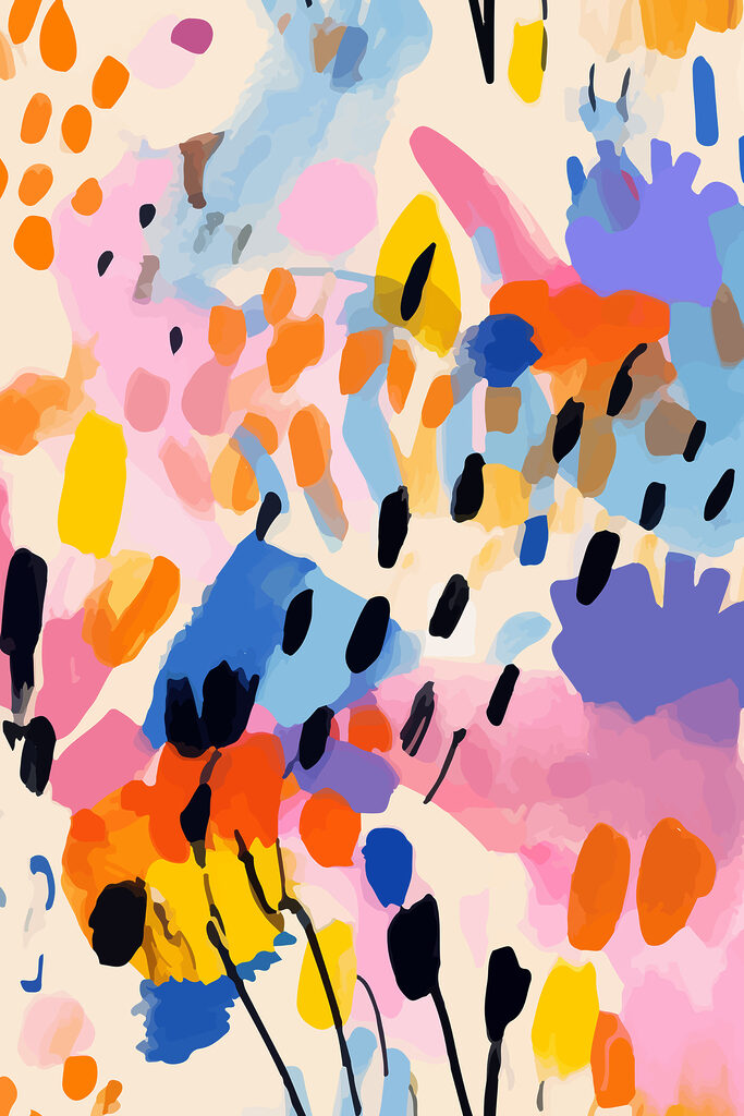 s36597p 683x1024 - Színes festmény fekete pontokból és foltokból - tegory