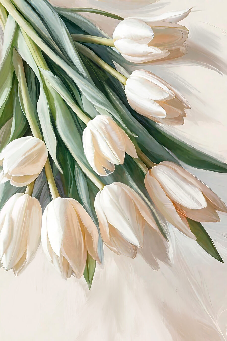 Közelkép fehér tulipánokról
