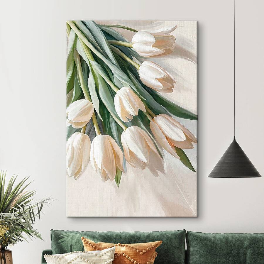 Közelkép fehér tulipánokról