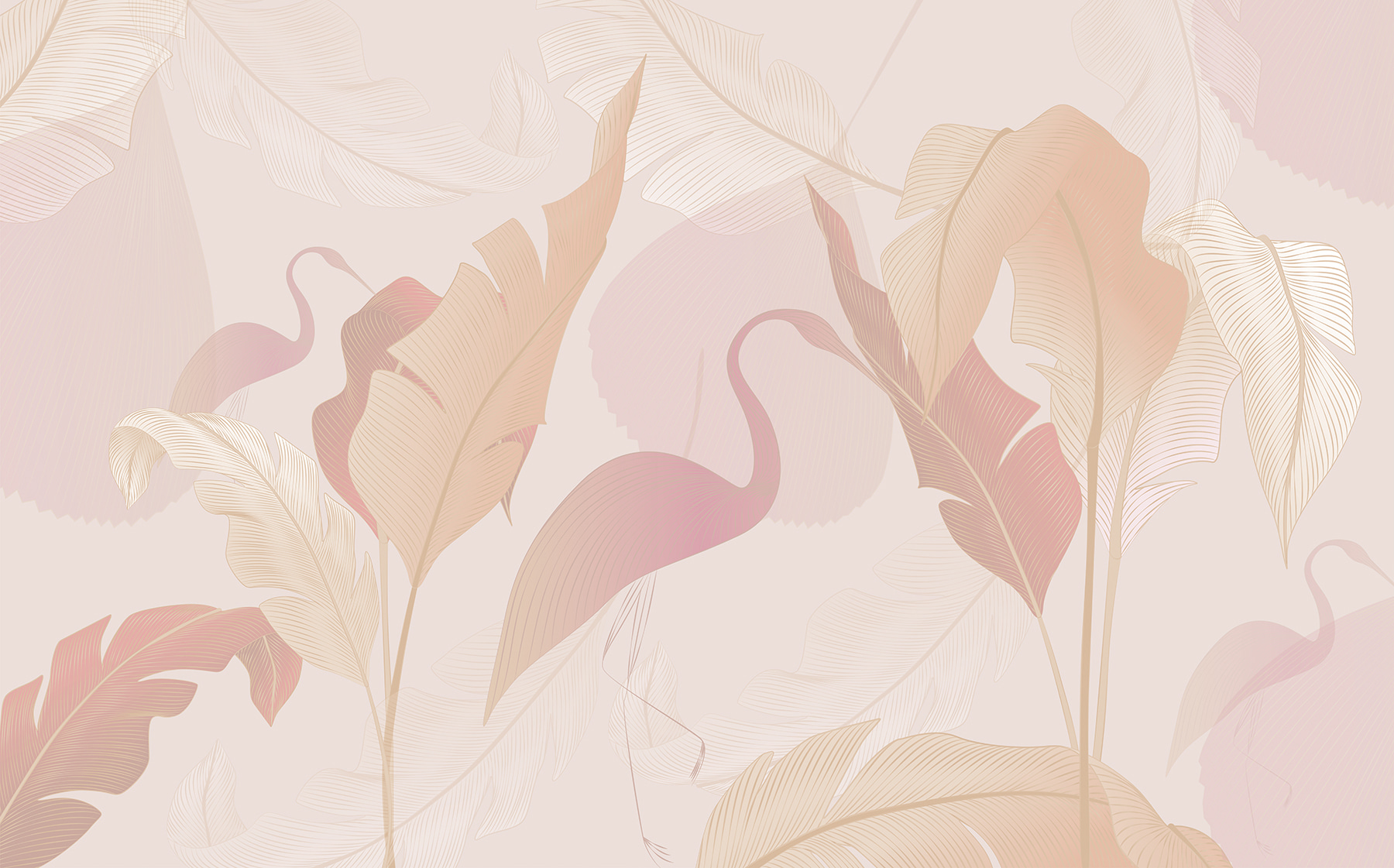 A pattern of feathers and leaves
