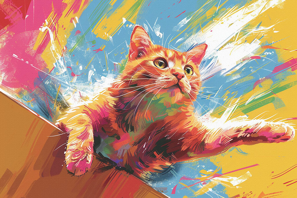 A cat with its paw out