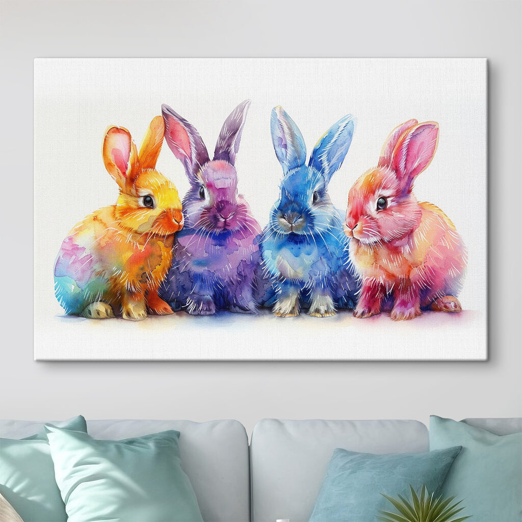 A group of colorful bunnies A group of colorful bunnies