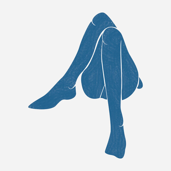 A blue drawing of a woman's legs A blue drawing of a woman's legs