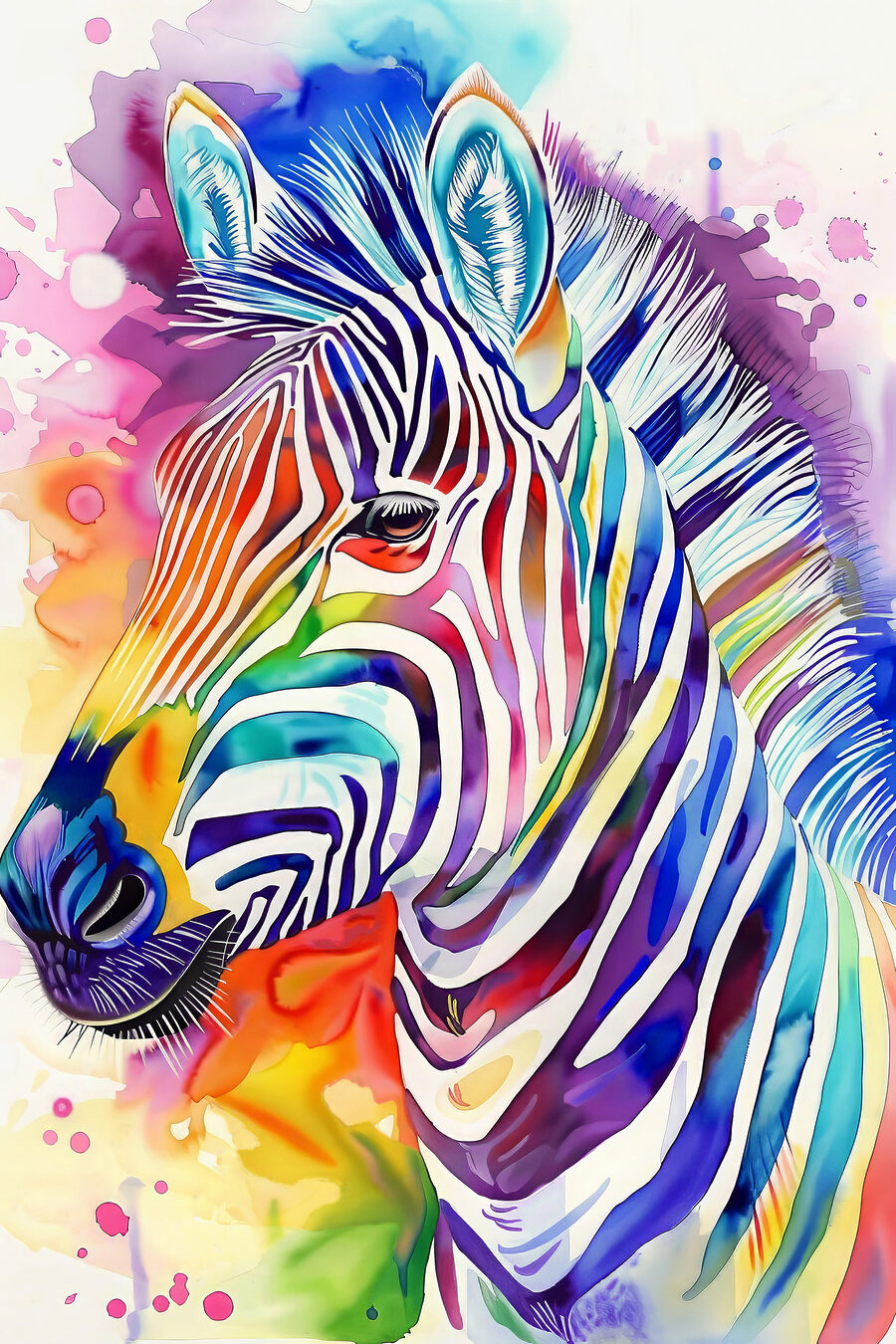 Egy színes zebra szivárvány színekkel