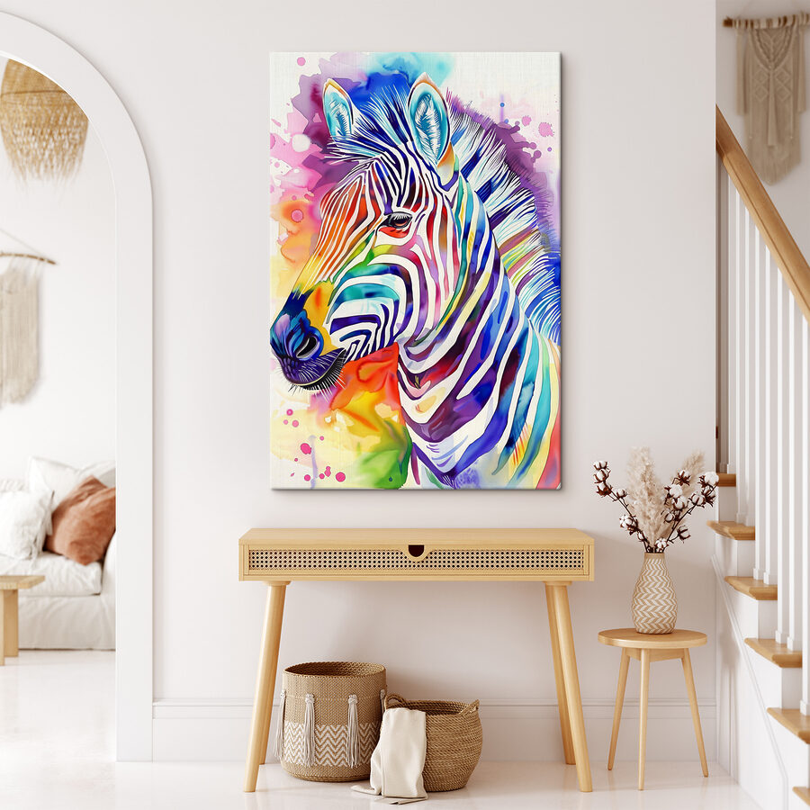 Egy színes zebra szivárvány színekkel