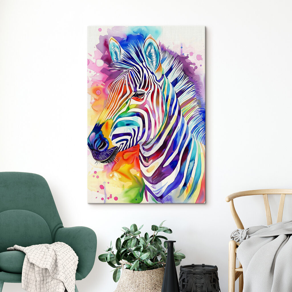 A colorful zebra with rainbow colors
