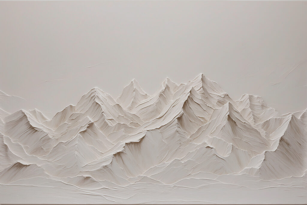 A white mountain range with snow