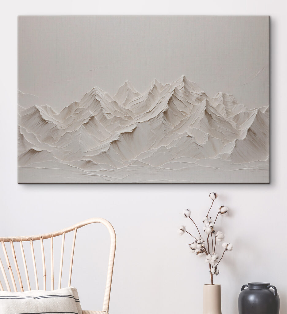 A white mountain range with snow