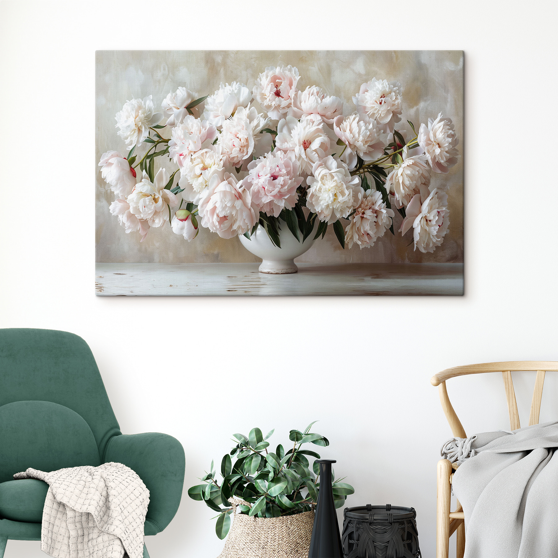 A vase of white flowers