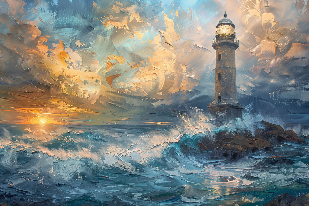A lighthouse in the ocean