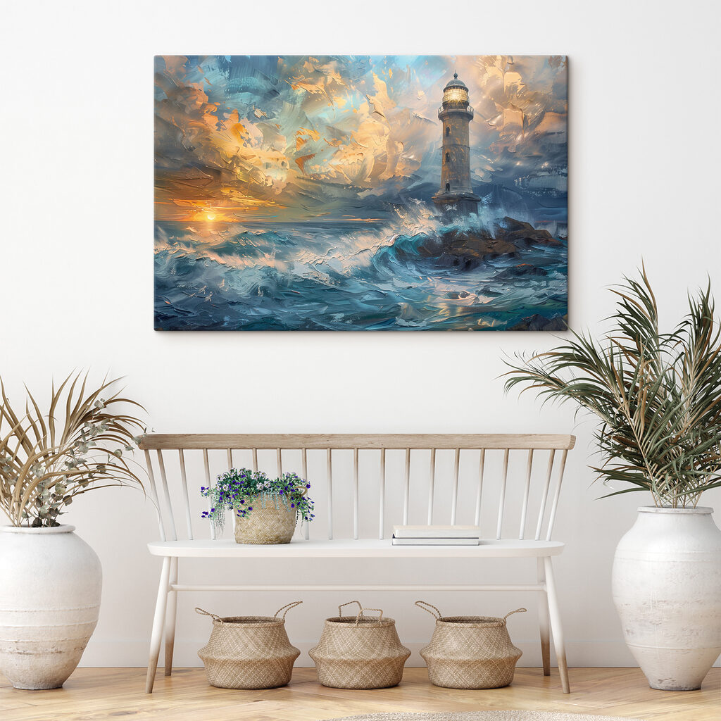 A lighthouse in the ocean