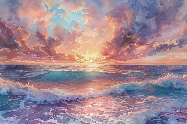 A sunset over the ocean A sunset over the ocean
