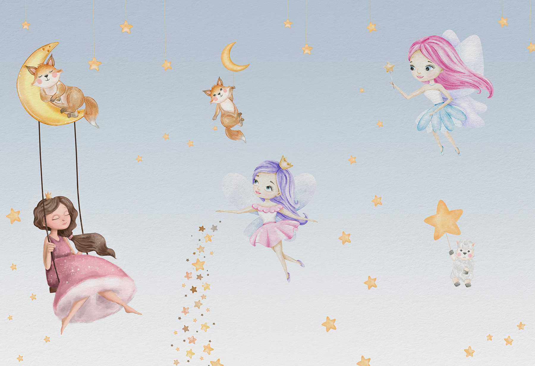 Tündérek és állatok falfestménye w00621p - Tündérek és állatok falfestménye - tegory