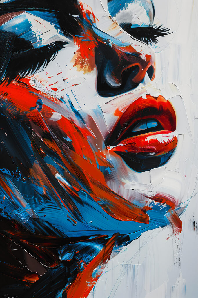 A painting of a woman's face