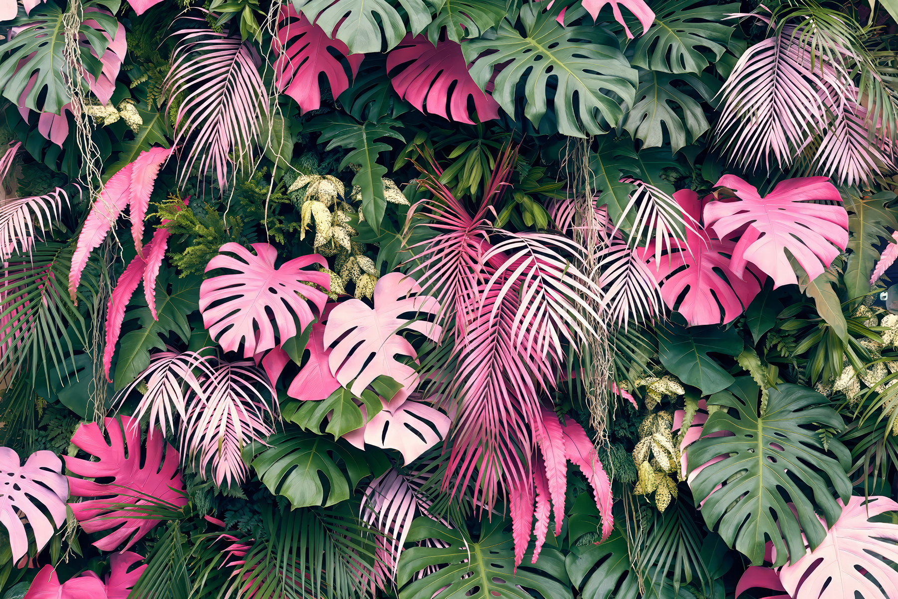Group of pink and green leaves