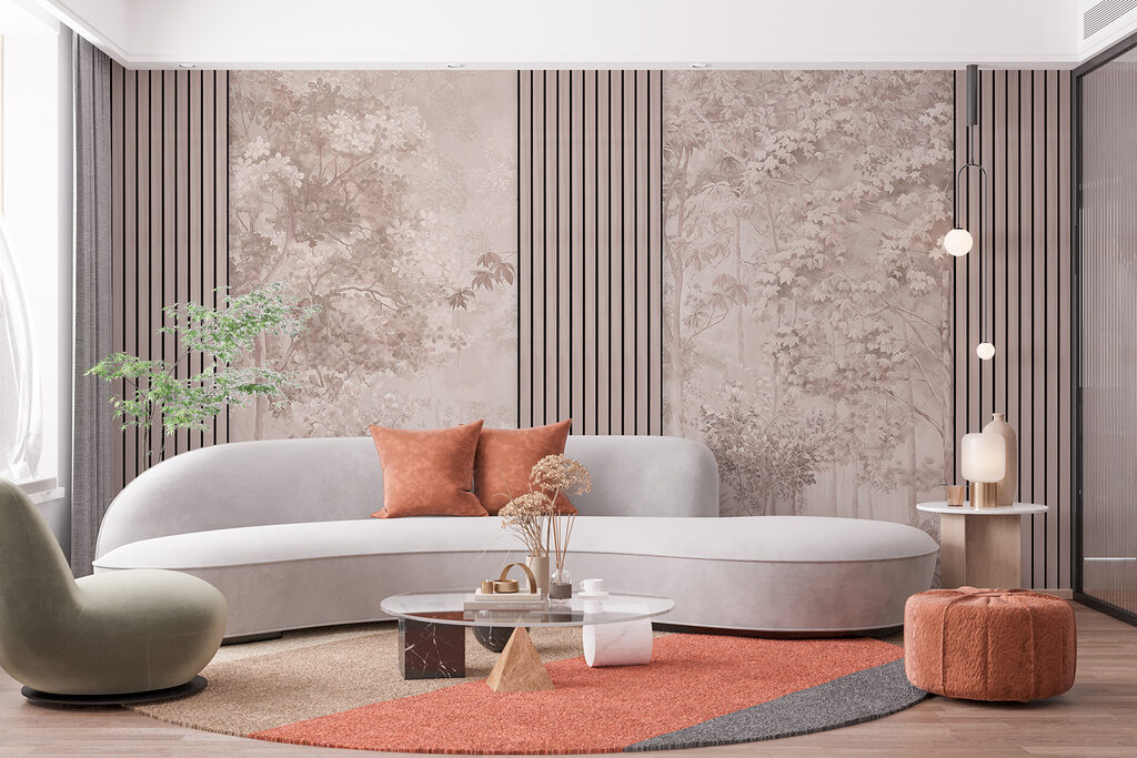 A wallpaper with trees and flowers A wallpaper with trees and flowers