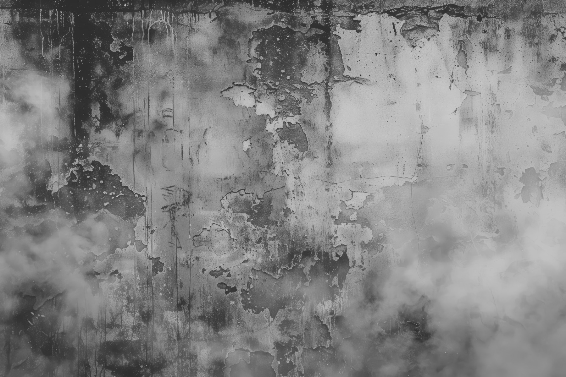 A grey and white photo of a wall