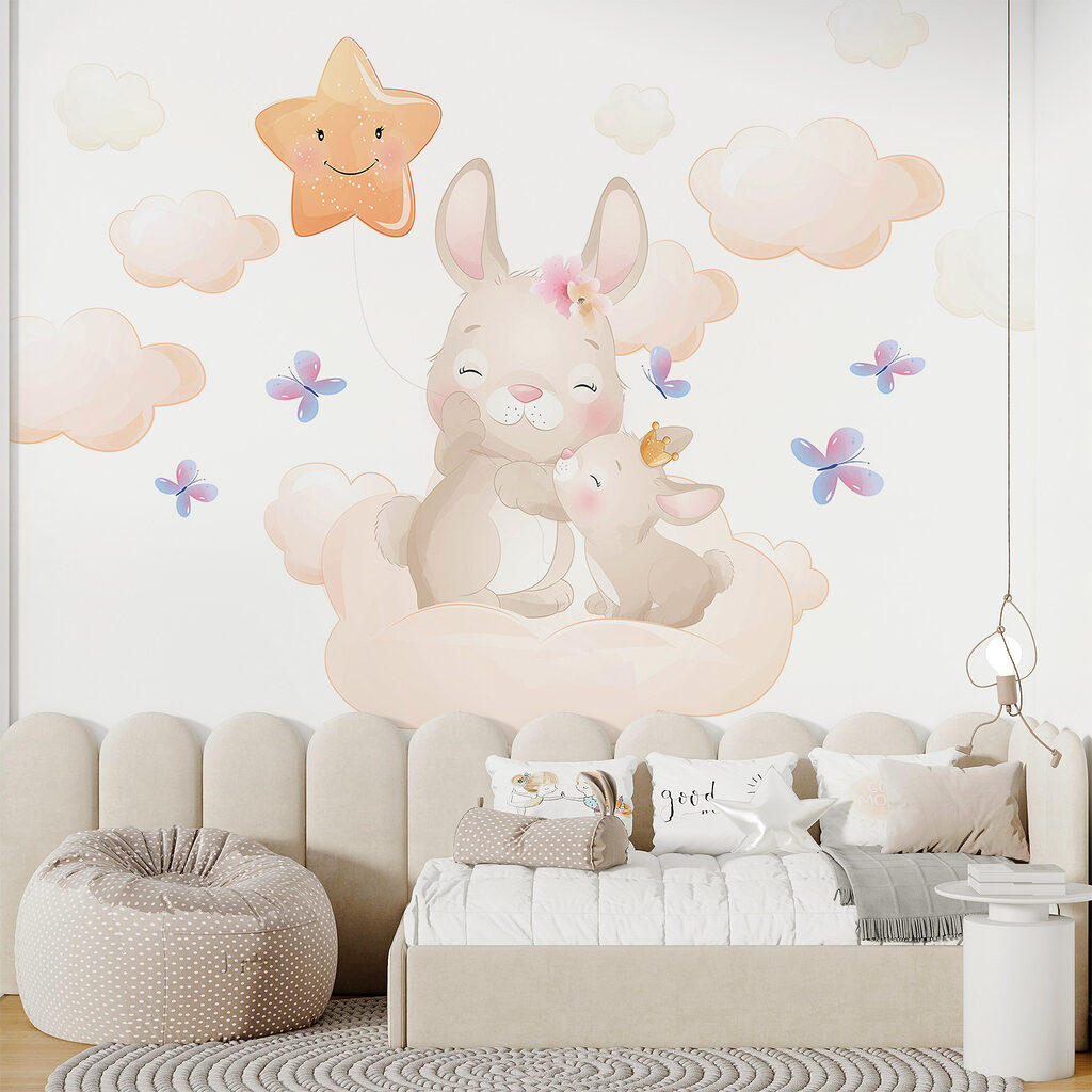 A rabbit and a baby bunny A rabbit and a baby bunny