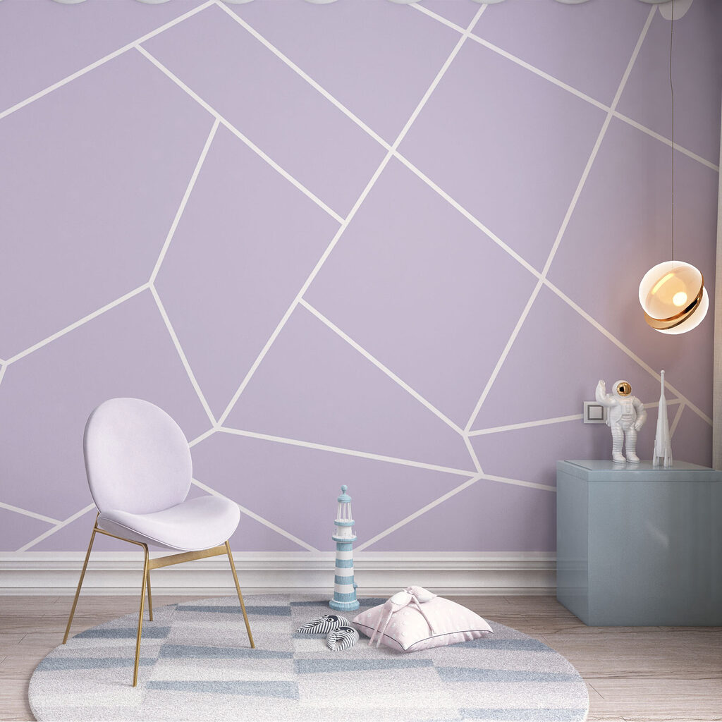 A purple background with white lines