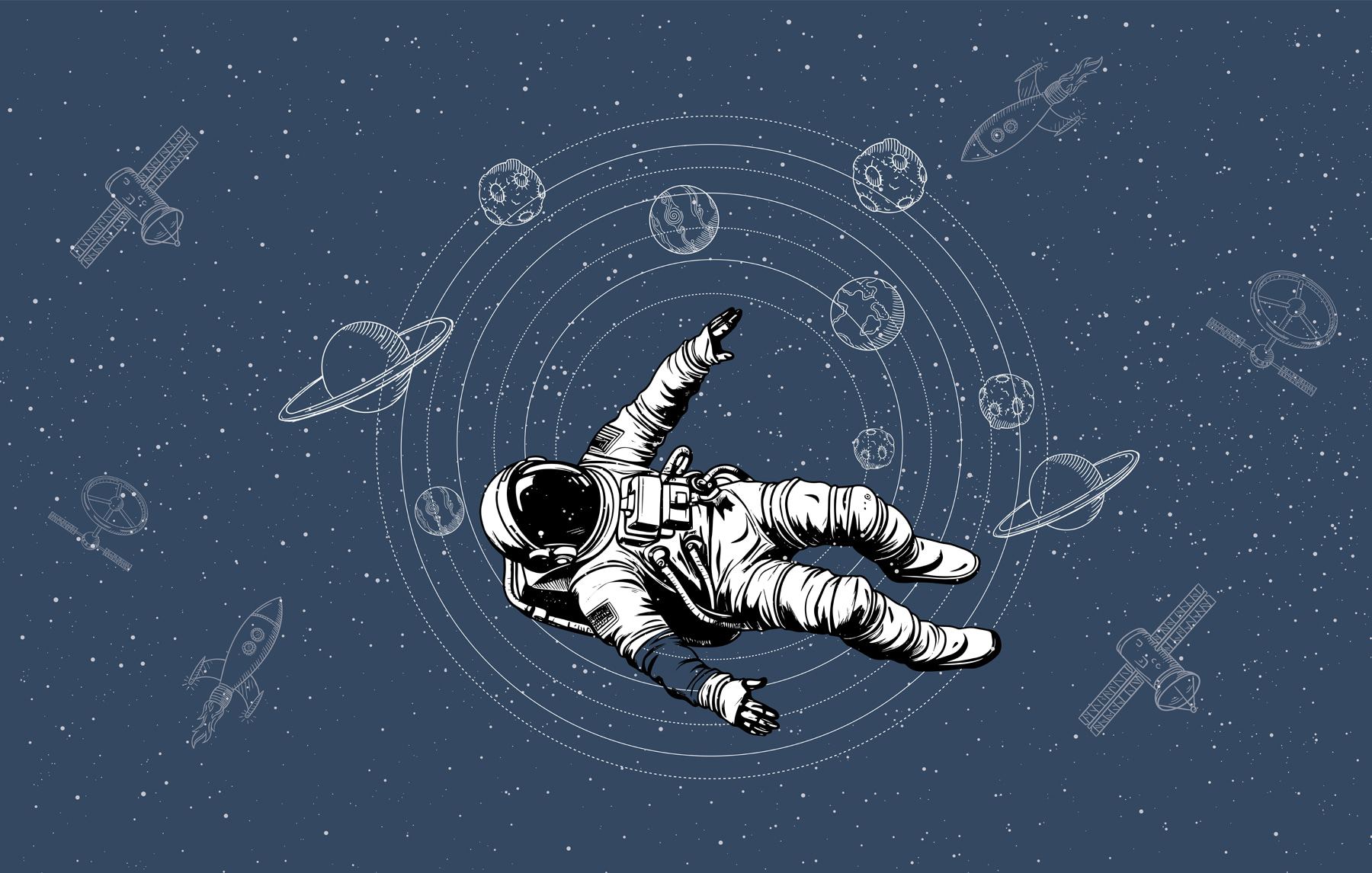 An astronaut floating in space