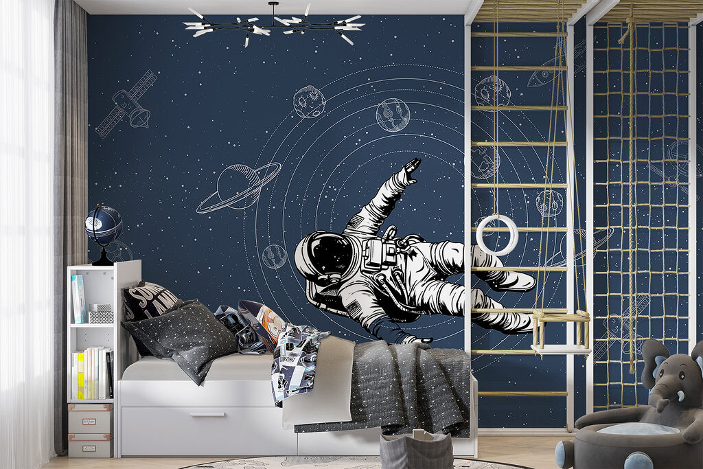 An astronaut floating in space