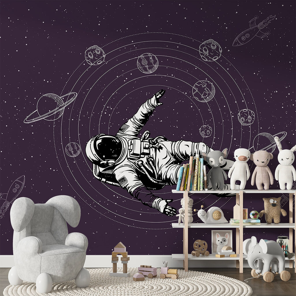 An astronaut floating in space