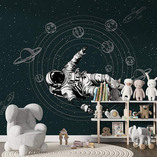An astronaut floating in space