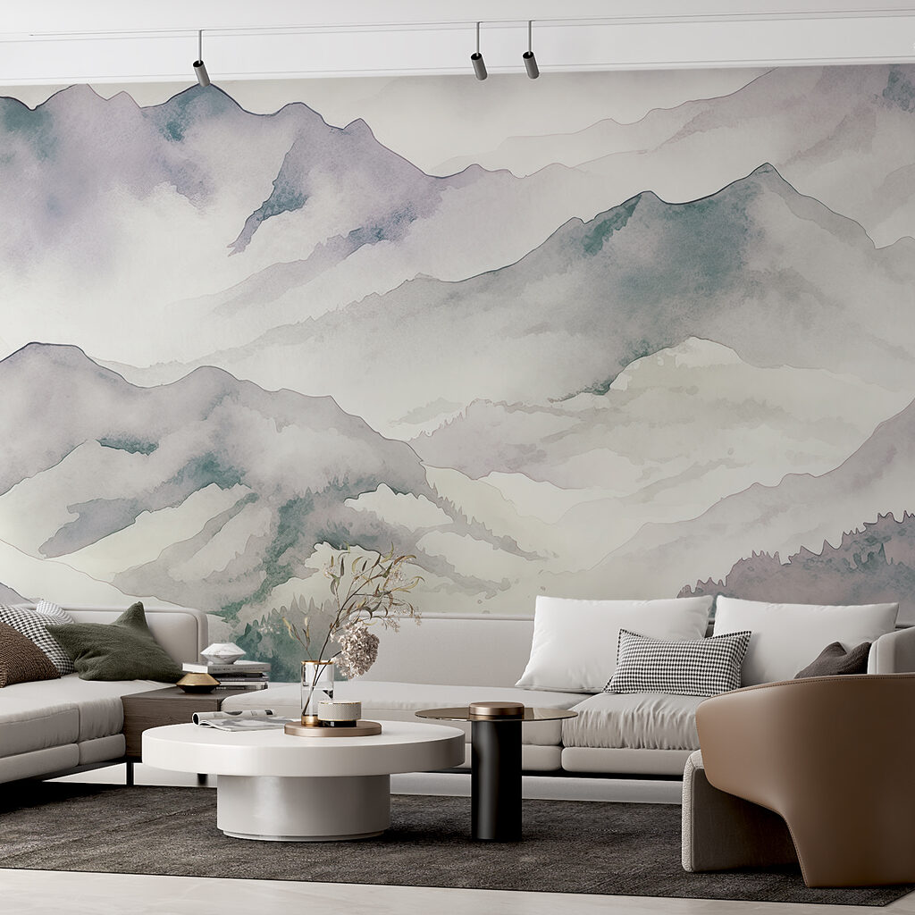 A watercolor painting of mountains