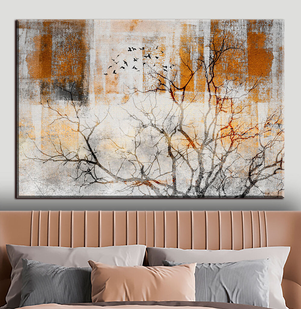 A tree with birds flying in the sky A tree with birds flying in the sky