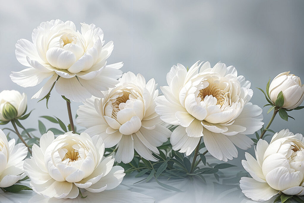 A group of white flowers A group of white flowers
