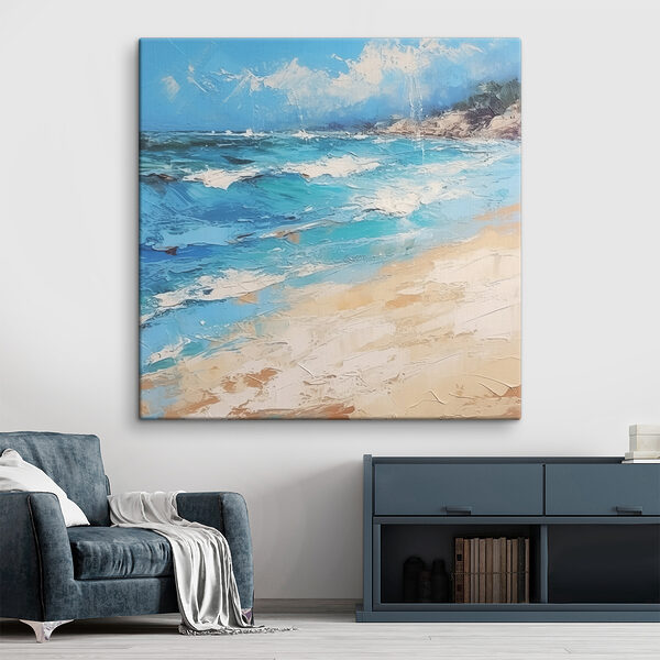 A painting of a beach